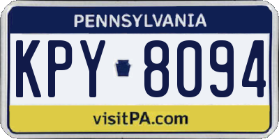 PA license plate KPY8094