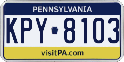 PA license plate KPY8103