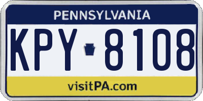 PA license plate KPY8108