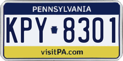 PA license plate KPY8301