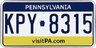 PA license plate KPY8315