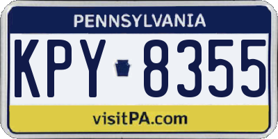 PA license plate KPY8355