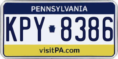 PA license plate KPY8386