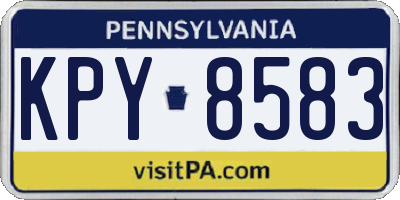 PA license plate KPY8583