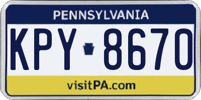 PA license plate KPY8670