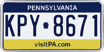 PA license plate KPY8671