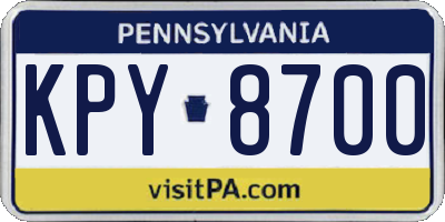 PA license plate KPY8700