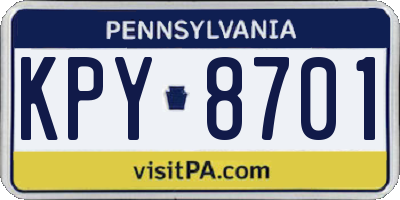 PA license plate KPY8701