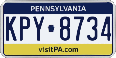 PA license plate KPY8734