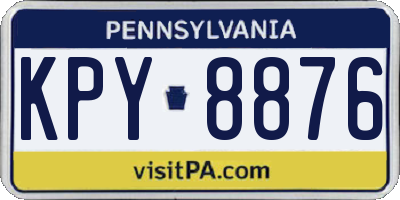 PA license plate KPY8876
