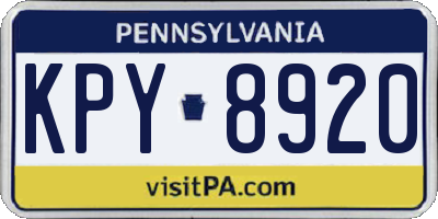 PA license plate KPY8920