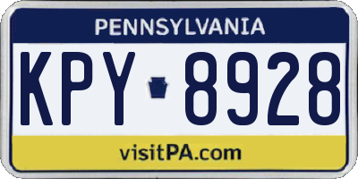 PA license plate KPY8928