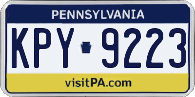 PA license plate KPY9223