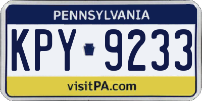 PA license plate KPY9233
