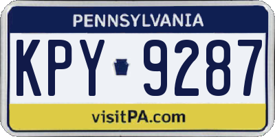 PA license plate KPY9287