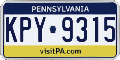 PA license plate KPY9315