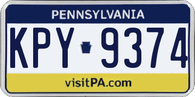 PA license plate KPY9374
