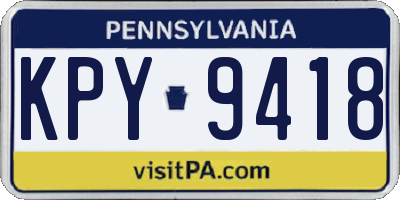 PA license plate KPY9418