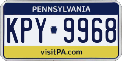 PA license plate KPY9968