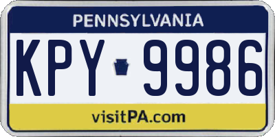 PA license plate KPY9986