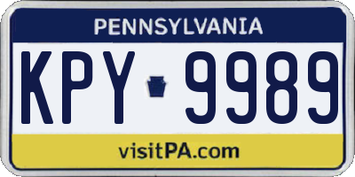 PA license plate KPY9989