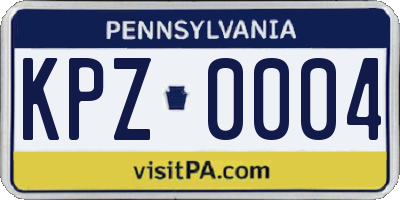 PA license plate KPZ0004