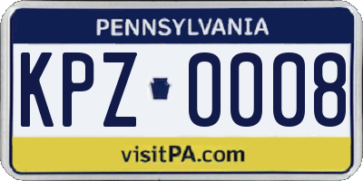 PA license plate KPZ0008