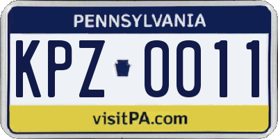 PA license plate KPZ0011