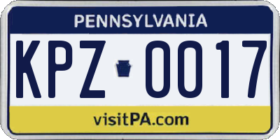 PA license plate KPZ0017