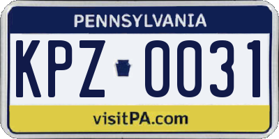 PA license plate KPZ0031