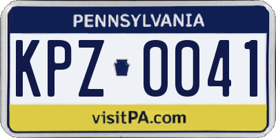 PA license plate KPZ0041