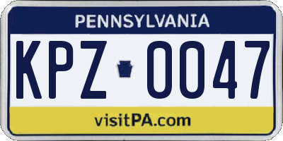 PA license plate KPZ0047