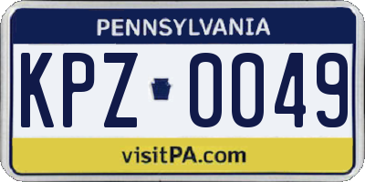 PA license plate KPZ0049