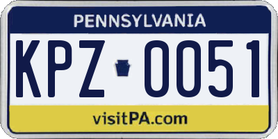 PA license plate KPZ0051