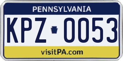 PA license plate KPZ0053