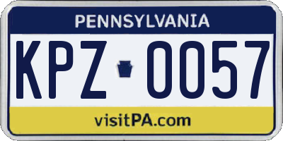 PA license plate KPZ0057