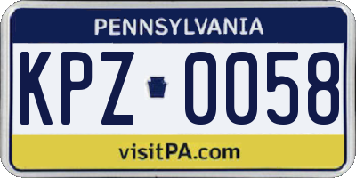 PA license plate KPZ0058
