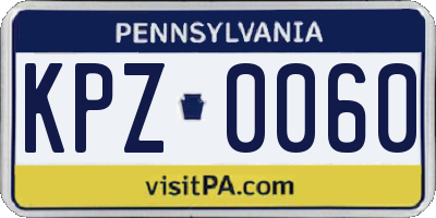 PA license plate KPZ0060