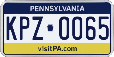 PA license plate KPZ0065