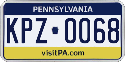 PA license plate KPZ0068
