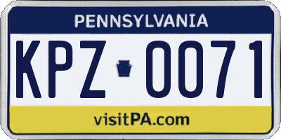 PA license plate KPZ0071