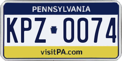 PA license plate KPZ0074
