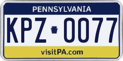 PA license plate KPZ0077