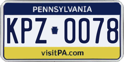 PA license plate KPZ0078
