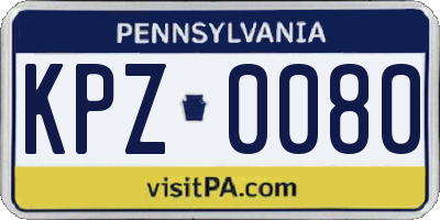 PA license plate KPZ0080