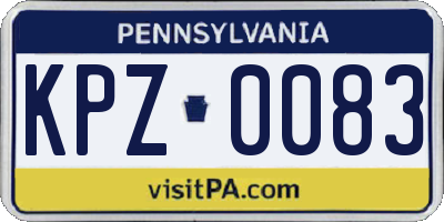 PA license plate KPZ0083