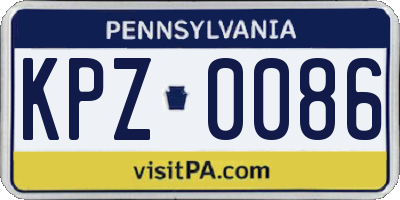 PA license plate KPZ0086
