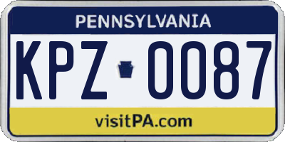 PA license plate KPZ0087