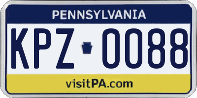 PA license plate KPZ0088