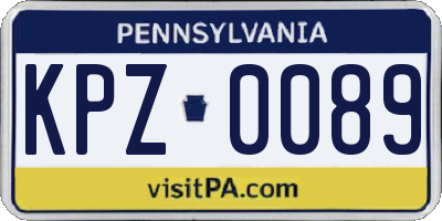 PA license plate KPZ0089